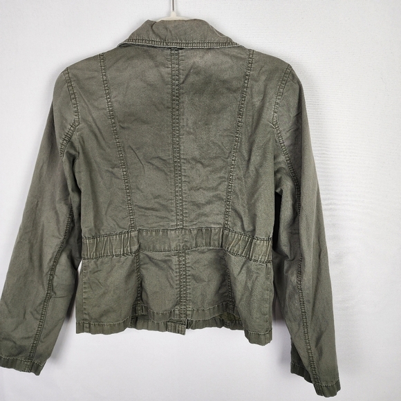 LOFT Army Green Military Button Up Jacket SIZE 2 - Picture 6 of 7